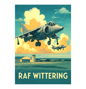 Retro RAF Wittering A3 Print Harrier